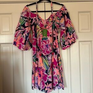 NWT ALANNA DRESS IN TIPPING POINT NAVY SIZE MEDIUM